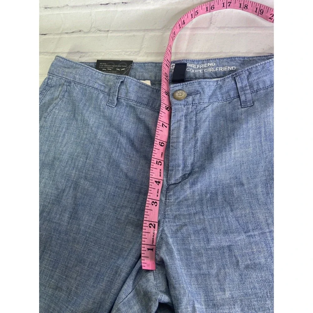 Gap Womens Pant Girlfriend Khaki Chino Slim Straight Leg Mid Rise Blue Size 8 29 - Picture 8 of 9